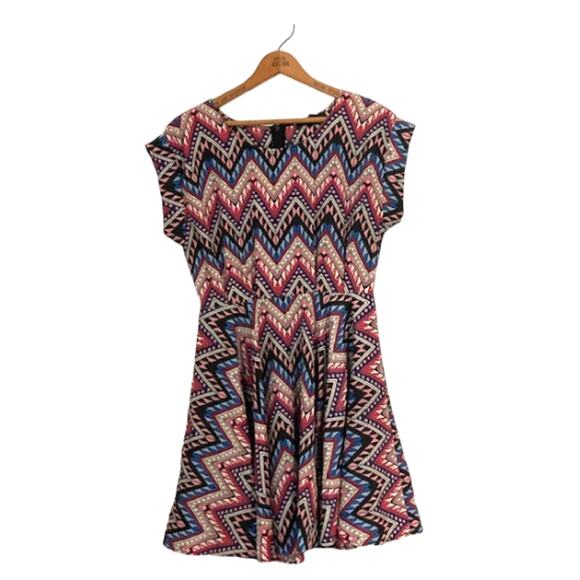 Pink & Blue GEOMETRIC Dress - Forever 21 - Size M - Picture 1 of 6